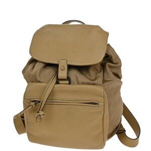 PRADA Logo Backpack Bag Drawstring Nylon Leather Beige Italy 38KA864